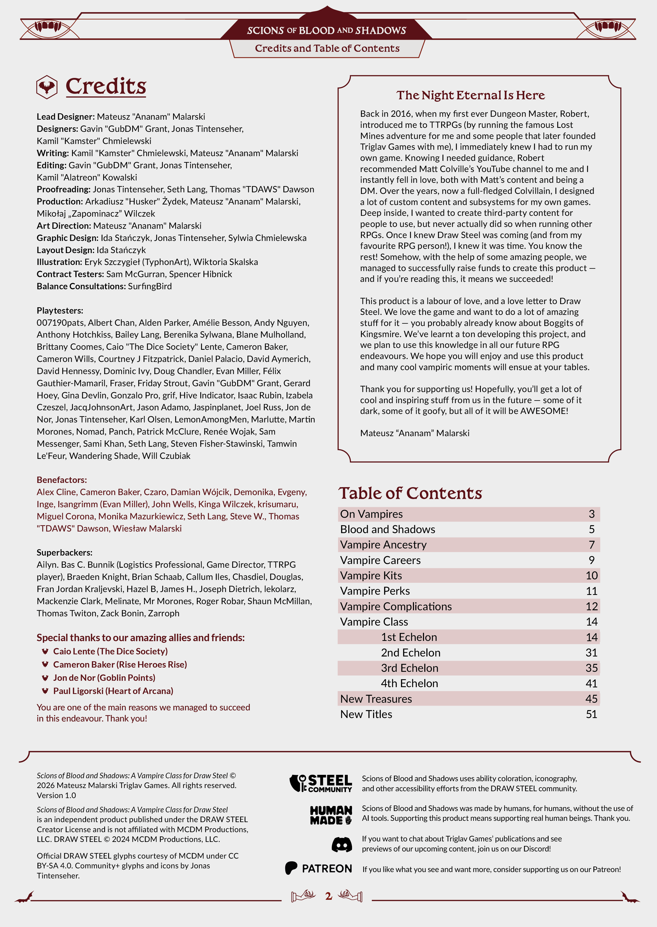 Scions of Blood and Shadows: A Vampire Class for Draw Steel PDF